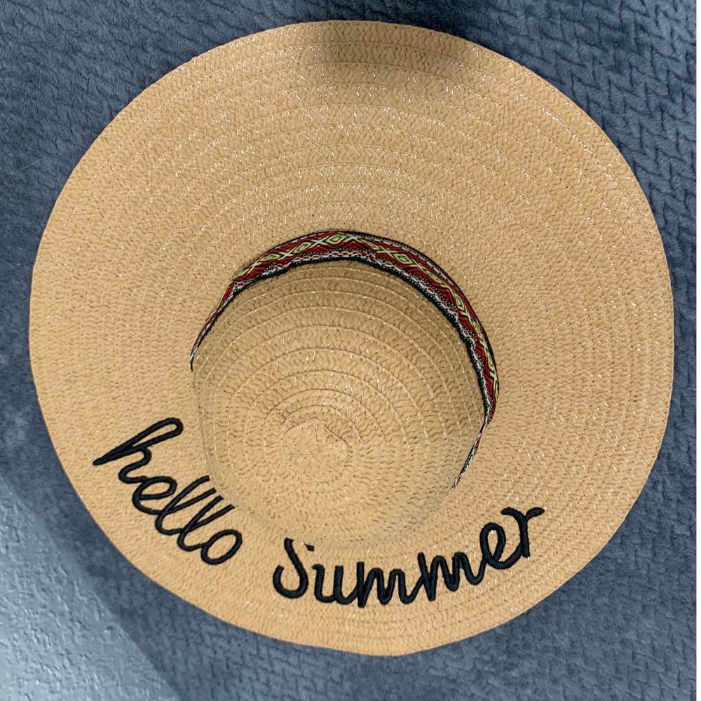 Hello Summer Straw hat Embroidered